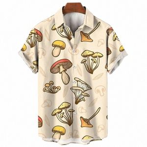 fi 3D Mushroom Print Shirts For Men Clothing Funny Animal Dog Graphic Short Sleeve Hawaiian Beach Shirts Vacati Y2k Shirt c4go#