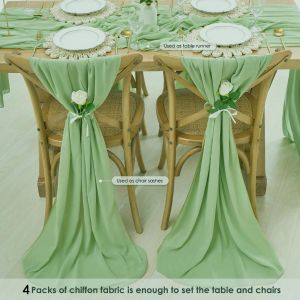 Telai 70x300 cm Decorazione per sedia da matrimonio lunga Telai per sedia in chiffon Fasce per nodi Archi per banchetti per feste di matrimonio Eventi Baby Shower Decori