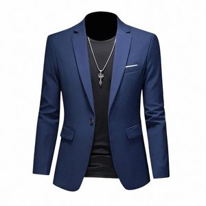 men Busin Casual Blazer Plus Size M-6XL Solid Color Suit Jacket Dr Work Clothes Oversize Coats Male Brand Clothing Tuxedo U29U#