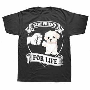 funny Maltese Best Friend Dog Lovers T Shirts Summer Style Graphic Cott Streetwear Short Sleeve Birthday Gifts T-shirt Men W5Gu#