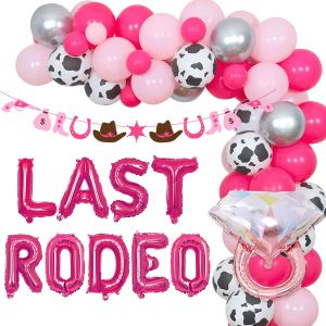 Album Western Theme Last Rodeo Bachelorette Party Decorations Pink Balloon Garland Kit Cowgirl Banner For Bride to be Bridal Shower