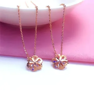 Dangle Earrings 585 Purple Gold Plated 14k Rose Hollow Flower Double Ear Line Classic Light Luxury For Women Wedding Jewelry Gift