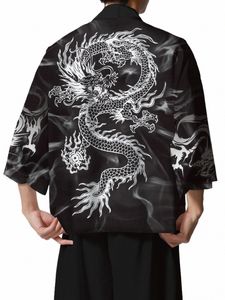 camicia casual da uomo stile Kimo creatura mitica trascinata ampia vestibilità aperta, abiti maschili per l'estate e fotografia I2rQ #