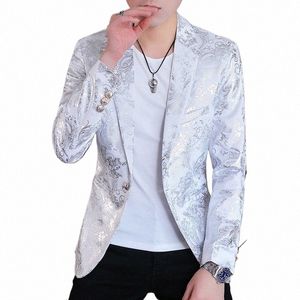 Giacca da uomo di lusso 2022 nuova placcatura dorata floreale britannica slim fit cappotti bianchi da uomo primavera estate blazer casual y4gp #