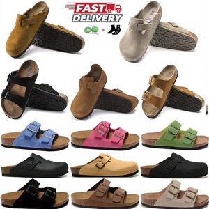 Pantofola di design con plateau Zoccoli Boston Infradito Ciabatte in pelle Fibbia Sandali da donna Scarpe da ginnastica Mocassini da esterno Scarpe