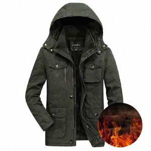 Artı Boyut 7xl 8xl Askeri Kış Ceket Erkekler Çıkar Pamuk Kalın Sıcak Rüzgar Çıldırcı Erkekler Ceketler Yün Liner Kapşonlu Parkas Hombre V7HY#