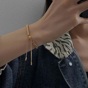 Charmarmband minimalism guldfärg justerbar gyllene vete öron titan stål för kvinna koreanska modesmycken goth flickor bangl2874