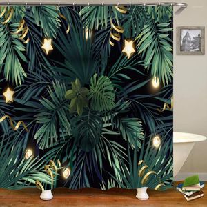 Shower Curtains 3D Printing Nordic Style Tropical Plants Curtain With Hooks Bathroom Polyester Waterproof Home Decor 180x180cm