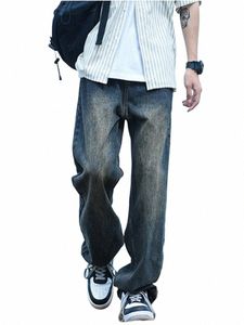 Простые повседневные джинсы Мужская одежда W Дышащие прямые брюки с карманами на весну и осень Брюки A031 J83f #