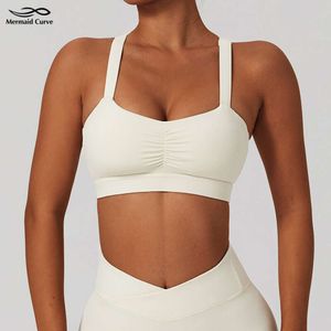 Lu Align and Tanks Mermaid Curve Soft Fabric Yoga Bra Sports Underwear Outdoor Wear Huddle Fitness Bra Gym Top Women Lemon Sports 2024