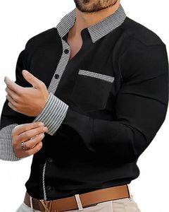 8 cores camisa masculina top lapela lg manga frt bolso camisa casual masculina diária vacati streetwear plus size XS-6XL k2ip #