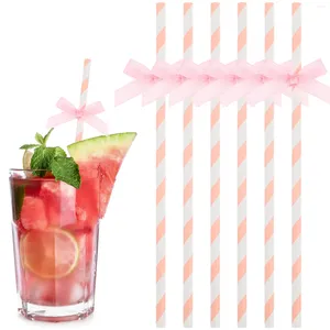 Disposable Cups Straws 60 Pcs Straw Party Supplies Bow Birthday Cake Decorative Paper For Drinking Decorations Fall Baby