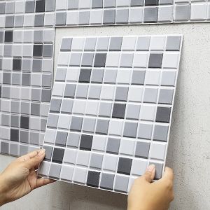 Adesivos de parede mosaico para cozinha, à prova de água e óleo, pequeno quadrado, autoadesivo, corte livre, decoração de casa, papel de parede 3d moderno