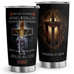 1pc 20oz Christian for Women, Men, Religious Gifts Coffee Vacuum-insulated Flask Warrior of God Faith Tumbler Cup, Insulated Travel Mug with Lid