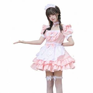 sweet and Cute Cosplay Costume - Delicate Pink Maid Dr for Anime Role Play Halen Costumes for Women c7Dr#