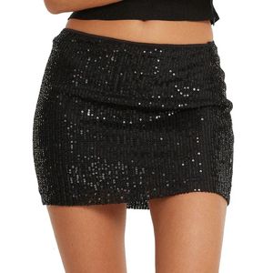 WPNAKS Donne Paillettes Mini Gonne Festa da sera Abiti estivi Paillettes lucide Vacanza Breve Sexy Club Streetwear 240328