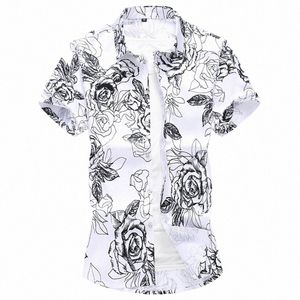 2023 Kort ärmmän Skjorta Hawaiian Casual Shirt Male Fit Summer Mönster Skjortor Flamingos Cott Mens Dr Shirts Plus 6xl 7xl T5T8#