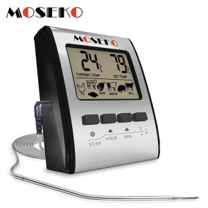 Messgeräte MOSEKO TP401 Digitales Fleischthermometer BBQ Küche Kochthermometer mit Sondensensor Timer Hintergrundbeleuchtung Grillofenthermometer