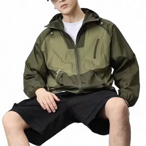 new Japanese Sunscreen Clothing New Fi Color Blocking Sunscreen Clothing Men Summer Outdoor Hooded Breathable Coat Jackets e5oh#