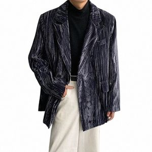IEFB Velor Male Suit Jackor Casual Shoulder Design Gradient Color Baggy Men's Blazers Korean Stylish Spring New 2024 9C3094 96UL#