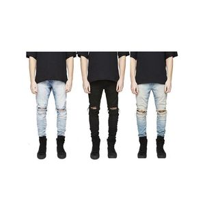 Jeans masculinos em estoque slim fit rasgado homens hi-street homens morreram denim joggers joelho buracos lavados destruídos plus size drop entrega appare dh1sk