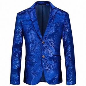 marca 2023 New Tide Mens Fi Stampa Blazer Design Plus Size Hip Hot Casual maschile Slim Fit Giacca Cantante Costume J46A #