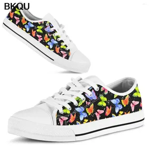 Freizeitschuhe BKQU Schöne bunte Schmetterlings-Turnschuhe für Frau Low Top White Canvas Designer Damen Plus Size 44/45/46 Schuh