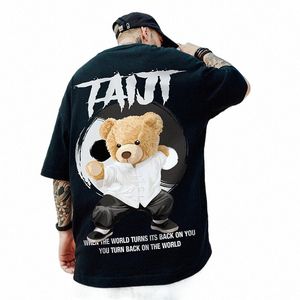 tai Chi Bear Print T Shirt Men 100% Cott Summer Short Sleeve Tee Y2k Style Anime Tops Oversized T Shirt Tees Streetwear 8XL 25Ze#