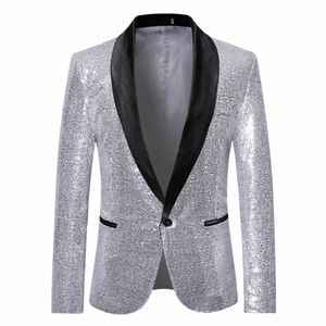 oro Jacquard Brzing Floral Blazer Suit Mens Single Butt Blazer Jacket Wedding Dr Party Stage Cantante Costume Blazer V7jw #