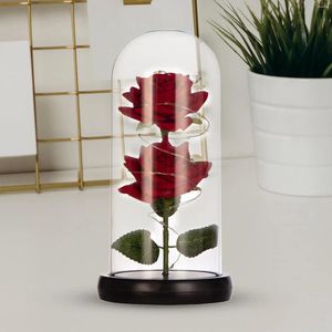 Decorative Flowers Glass Rose Flower Gift Valentines Day Decoration I Love You Anniversary Crafts Tabletop