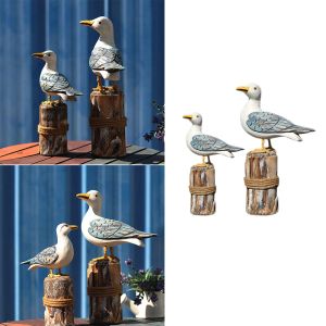 Minyatürler 2 PCS Deniz Dekor Okyanus Dekoru Seagull heykel Masaüstü Dekor Süsleri Beach House Dekorasyonları Denizdeki Okyanus Denizci Dekorasyon