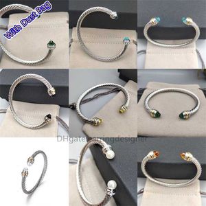 5MM Necklace Jewelrys Head Bracelet Sliver Mens Gemstone Womens Platinum Versatile Pearl Twist Bracelets Jewelry Plated Twisted free Fashion shipping dust-bag