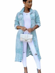 Autumn Women Sexy Ripped Denim Jackets 2024 Vintage Casual LG Jean Jacket Winter Female LG Sleeve Coat Streetwear T3ZQ#