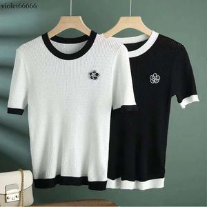 1116 XXL 2023 Runway Autumn Brand Same Style Sweater Short Sleeve Crew Neck T Shirt Black White Cotton Clothes High Quality Womens Weikeya