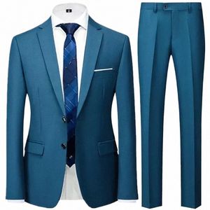 Damat Düğün Dr Blazer Pantolon 2 Parça Set / Erkek Busin High End Klasik Dr Takım Pantolonlar Sıradan ziyafet ceket 70ri#