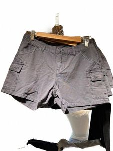 Vintage solida fickor last shorts kvinnor sommar hög midja sportiga joggar retro korta byxor y2k streetwear basic casual shorts o4aw#
