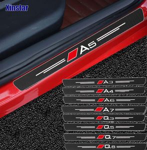 4pcs Carbon Fiber Door Sills Guards Sticker For Sline Quatrra A3 A4 A5 A6 A7 A8 TT Q3 Q5 Q7 A1 B5 B6 B7 B8 B9 8P C6 C5 C79262591