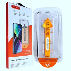 Для iPhone 15 14 13 12 11 Pro Max HD Прозрачное полное покрытие Простая установка рамки Пыленепроницаемый установочный комплект Защитная пленка из закаленного стекла