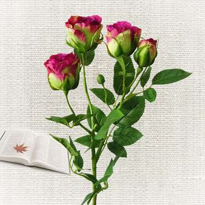 Tek 4 simülasyon kafaları şube 5pcs/lot rosebuds sahte çiçekler ev dekorasyon fotoğrafçılığı prop düğün çiçek duvar gülleri çelenk