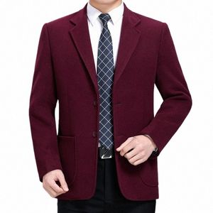 primavera e autunno nuovi abiti da uomo di mezza età busines di fascia alta casual tinta unita di grandi dimensioni fi selvaggio blazer monopetto 74NU #