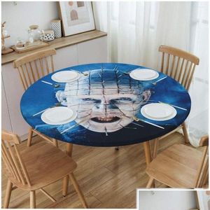 Table Cloth Round Fitted Hellraiser Waterproof Tablecloth 45-50 Er Backed With Elastic Edge Drop Delivery Dhaov Home Garden Textiles C Dhrjt