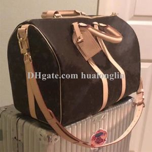 5A TOP Grade Quality Woman bag duffle man bags handbag purse tote travel bags flower checkers grid ladies fashion designer large b258N