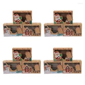 Confezione regalo 12 pezzi Scatola di Natale portatile in carta Kraft Porta bomboniere Goody Candy Scatole per biscotti per