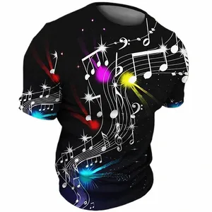 vintage męska koszulka 3D nadruk jazzowy topy gitara klarnetowa t-shirt klasyczny letni muzyka z krótkim rękawem Hip Hop Tee Pop luźna koszulka c3dh#