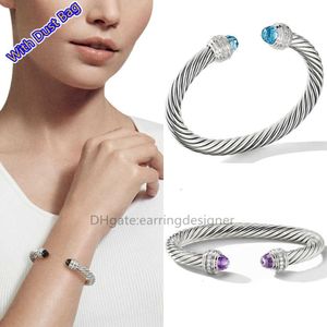 Black Blue Transparent Bracelets For Women Girls 5MM 7MM Thick Geometric Twisted crystal Irregular Purple Luxurious Bracelet Trendy Jewelry Party Gifts dust-bag