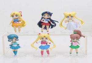 6PCSSet Anime Cartoon Sailor Moon Mars Jupiter Venus Mercury Q Version PVC Action Figurer Collectible Model Toys Dolls Q05226434180