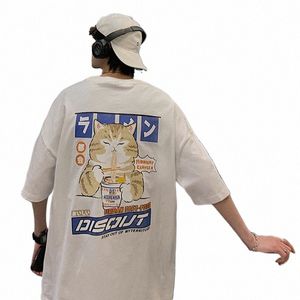 Privathinker Cat Carto Graphic Men Tシャツカジュアルバギー半袖Tシャツ日本語スタイル特大のTシャツメンズ服w478＃