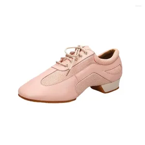 Scarpe da ballo latino in pelle rosa per donne ragazze 2 3,5 cm 5 cm tacco morbido per test di valutazione da sala da ballo