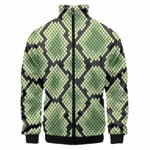 LCFA Brand Man Diamd Snake Skin Green Zip Jacket Men's 3D Harajuku Overdimensionerad dragkedja Tryckt tryckt Carto Fitn Sweatshirt K8CZ#