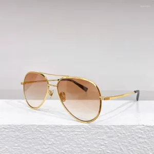 Sonnenbrille Metall Oval Rahmen Männer Mode Stil Frauen Gold Tee Schwarz Hohe Qualität